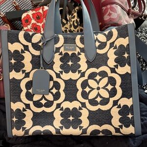 Kate Spade Navy and Beige Floral Tote